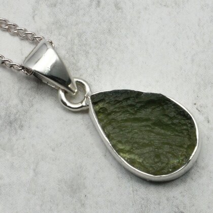Moldavite 925 Sterling Silver Pendant  ~17mm