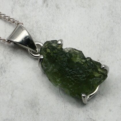Moldavite 925 Sterling Silver Pendant  ~18mm