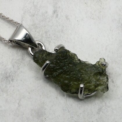 Moldavite 925 Sterling Silver Pendant  ~19mm
