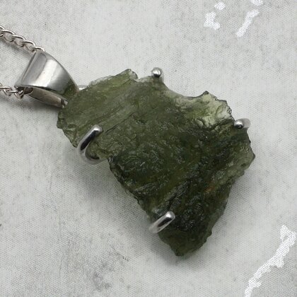 Moldavite 925 Sterling Silver Pendant  ~20mm