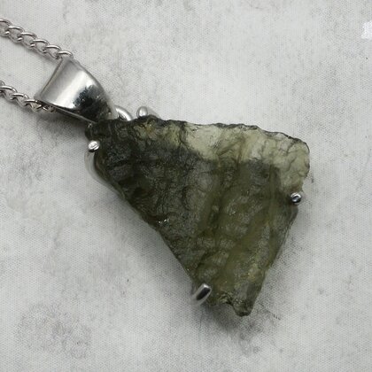 Moldavite 925 Sterling Silver Pendant  ~21mm