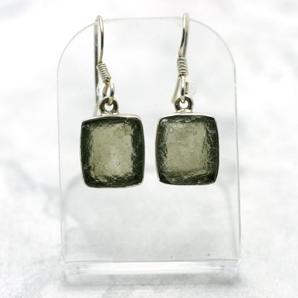 Moldavite & Silver Earrings ~12mm