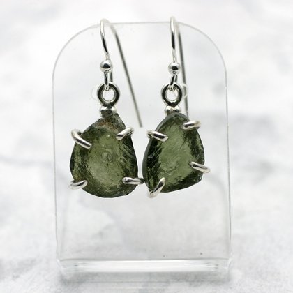 Moldavite & Silver Earrings ~14mm