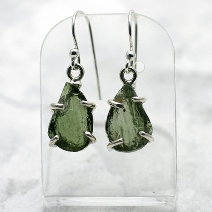 Moldavite & Silver Earrings ~15mm