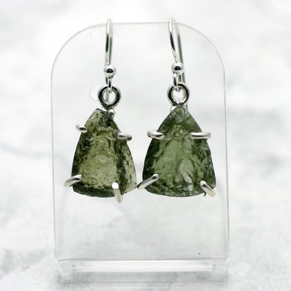 Moldavite & Silver Earrings ~15mm