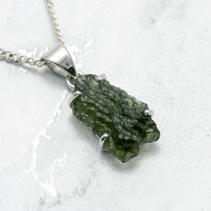 Moldavite & Silver Freeform Pendant ~ 20mm