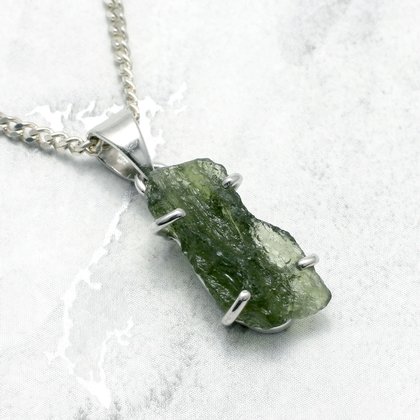 Moldavite & Silver Freeform Pendant ~ 20mm