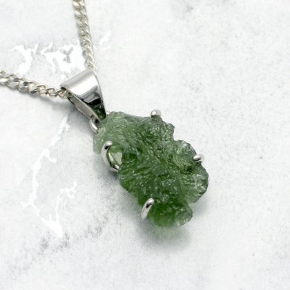 Moldavite & Silver Freeform Pendant ~ 22mm