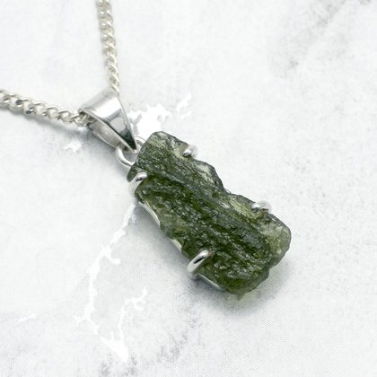 Moldavite & Silver Freeform Pendant ~ 22mm