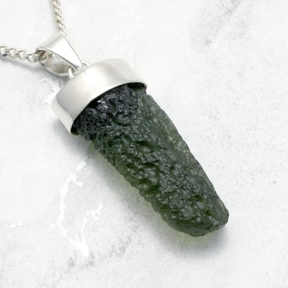 Moldavite & Silver Freeform Pendant ~ 35mm