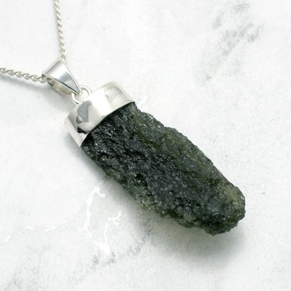 Moldavite & Silver Freeform Pendant ~ 40mm