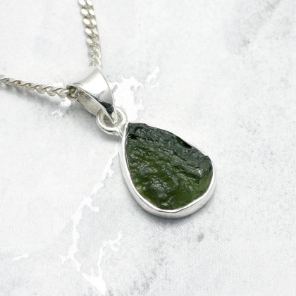 Moldavite & Silver Oval Pendant ~ 16mm