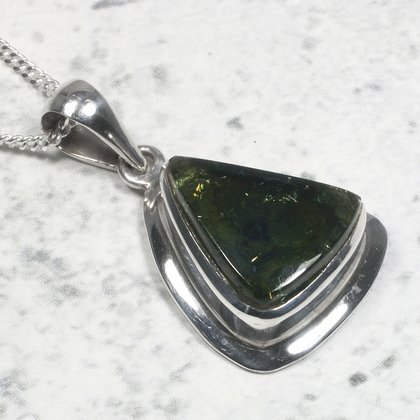 Moldavite & Silver Pendant  ~18mm