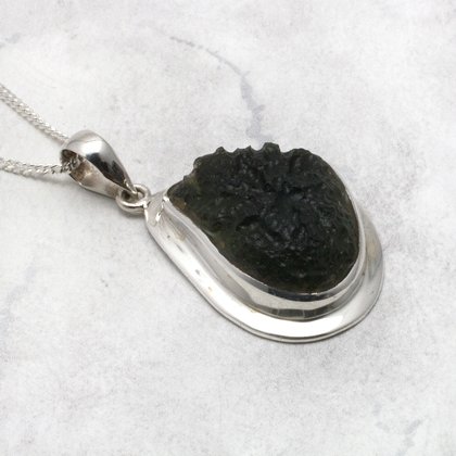 Moldavite & Silver Pendant  ~29mm