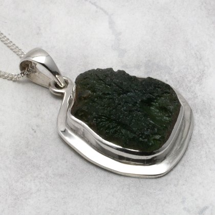 Moldavite & Silver Pendant  ~34mm