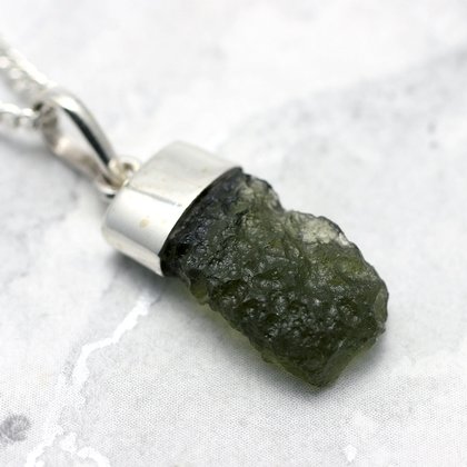 Moldavite & Silver Polished Pendant  ~20mm