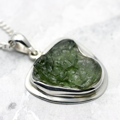 Moldavite & Silver Polished Pendant  ~24mm