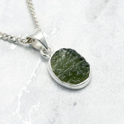 Moldavite & Silver Teardrop Pendant ~ 16mm