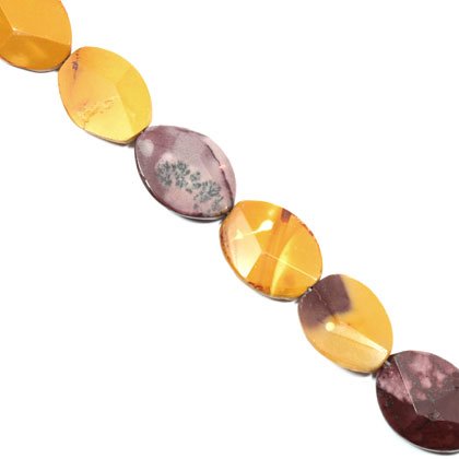 Mookaite Crystal Beads - 25mm Facet Oval