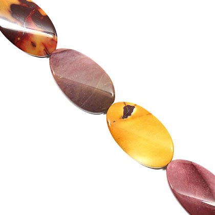 Mookaite Crystal Beads - 36mm Twist Oval