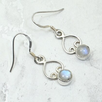 Moonstone 925 Silver Drop Earrings ~21mm