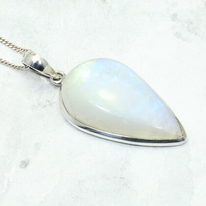 Moonstone 925 Silver Teardrop Pendant ~35mm