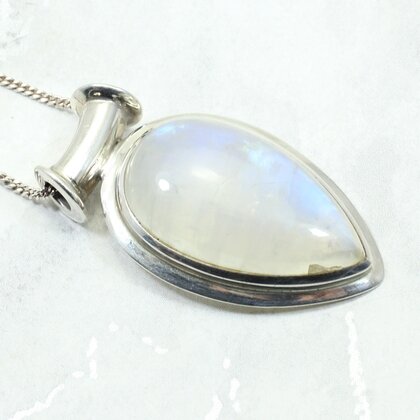 Moonstone 925 Silver Teardrop Pendant ~41mm