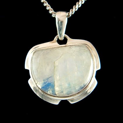 Moonstone & Silver Pendant - Horseshoe 25mm