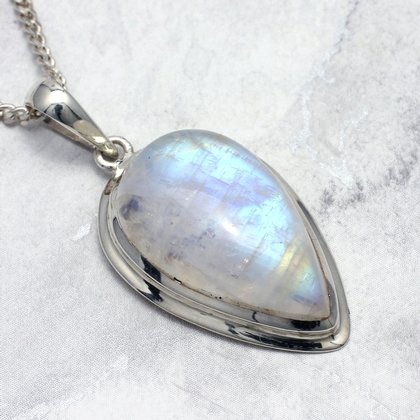 Moonstone & Silver Teardrop Pendant ~ 27mm