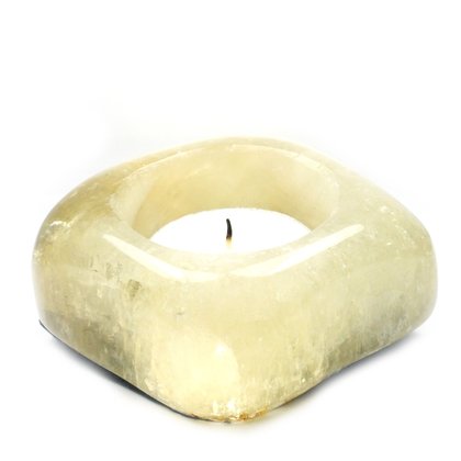 Moonstone Calcite Shallow Tealight Candle Holder ~90mm