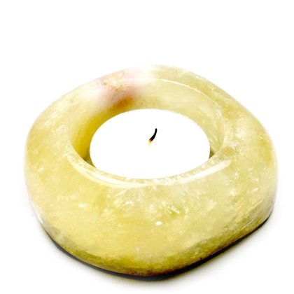 Moonstone Calcite Shallow Tealight Candle Holder ~80mm