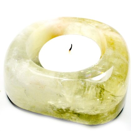 Moonstone Calcite Shallow Tealight Candle Holder ~81mm