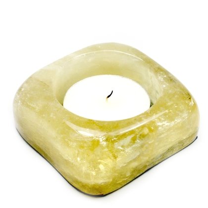 Moonstone Calcite Shallow Tealight Candle Holder ~82mm