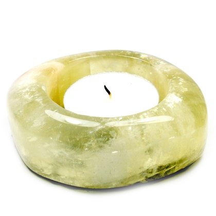 Moonstone Calcite Shallow Tealight Candle Holder ~82mm