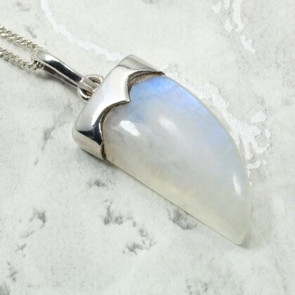 Moonstone Horn 925 Silver Pendant ~29mm