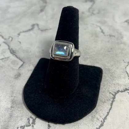 Moonstone Rectangle 925 Sterling Silver Ring~9.25 US / S 1/4 UK