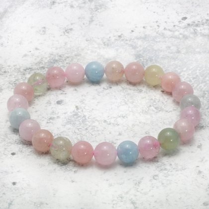 Morganite & Aquamarine Round Bead Bracelet