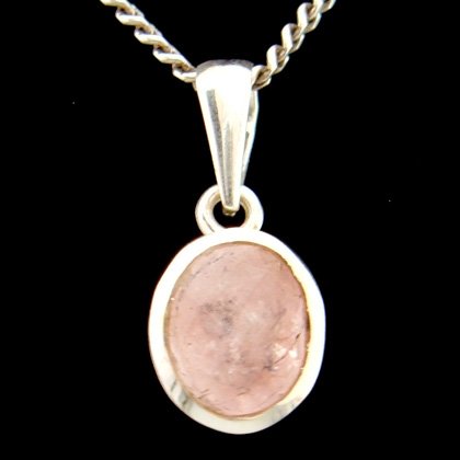 Morganite & Silver Pendant - Faceted 13mm