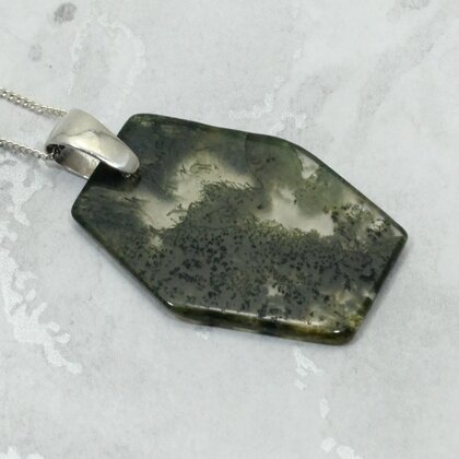 Moss Agate 925 Silver Round Pendant ~32mm