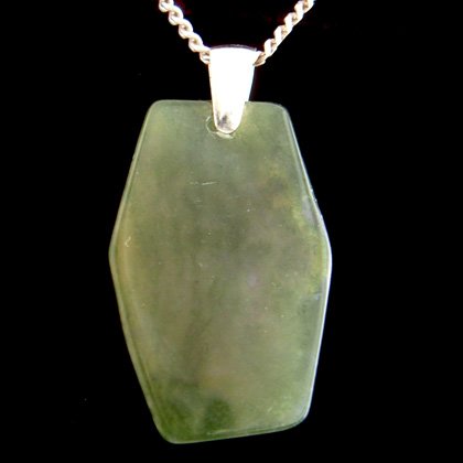 Moss Agate & Silver Loop Pendant - 32mm Slice