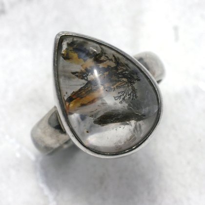 Dendritic Agate & Silver Ring ~ Ring Size 8.25 US, Q UK