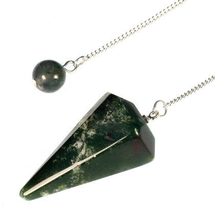 Moss Agate Crystal Pendulum