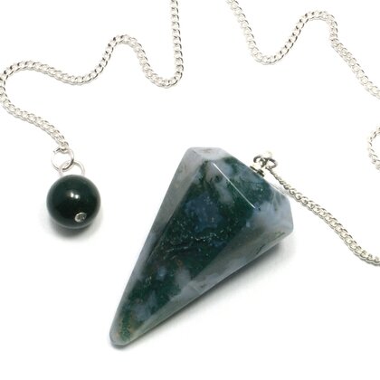 Moss Agate Crystal Pendulum