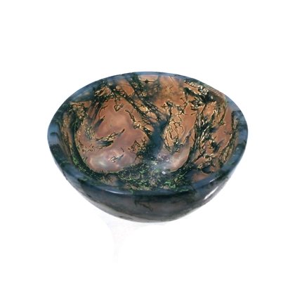Moss Agate Gemstone Healing Oil Bowl ~30mm