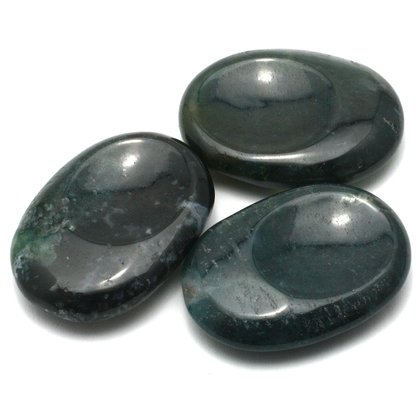 Moss Agate Thumb Stone ~40mm