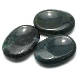 Moss Agate Thumb Stone ~40mm