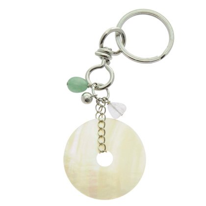 Mother of Pearl, Aventurine & Amethyst Key Ring