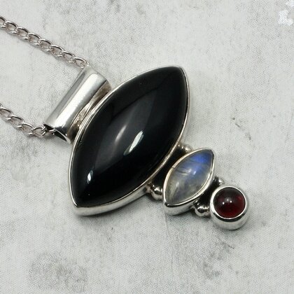 Multi Gemstone 925 Silver Pendant ~22mm