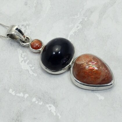 Multi Gemstone 925 Silver Pendant ~45mm