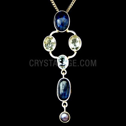 Blue Gemstone Pendant - Drop